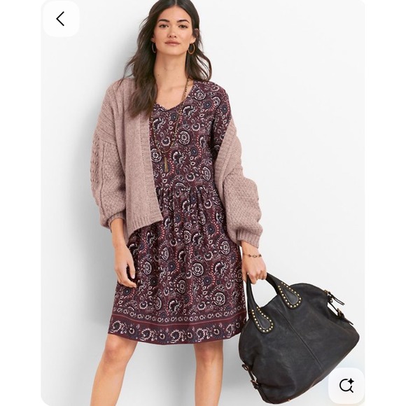 Garnet Hill Dresses & Skirts - Garnet Hill Dress‎ Sz 10 Floral Pleated Fit Flare w/Pockets Long Sleeve Boho